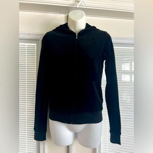 Juicy couture, black velvet zipper hoodie size medium